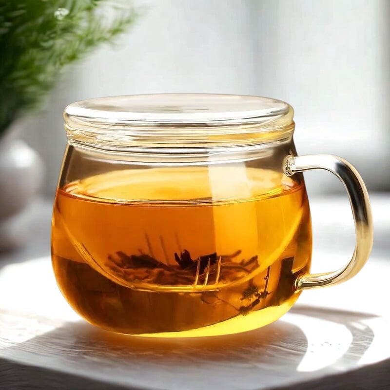 Tasse a Infusion en Verre avec Couvercle & Infuseur